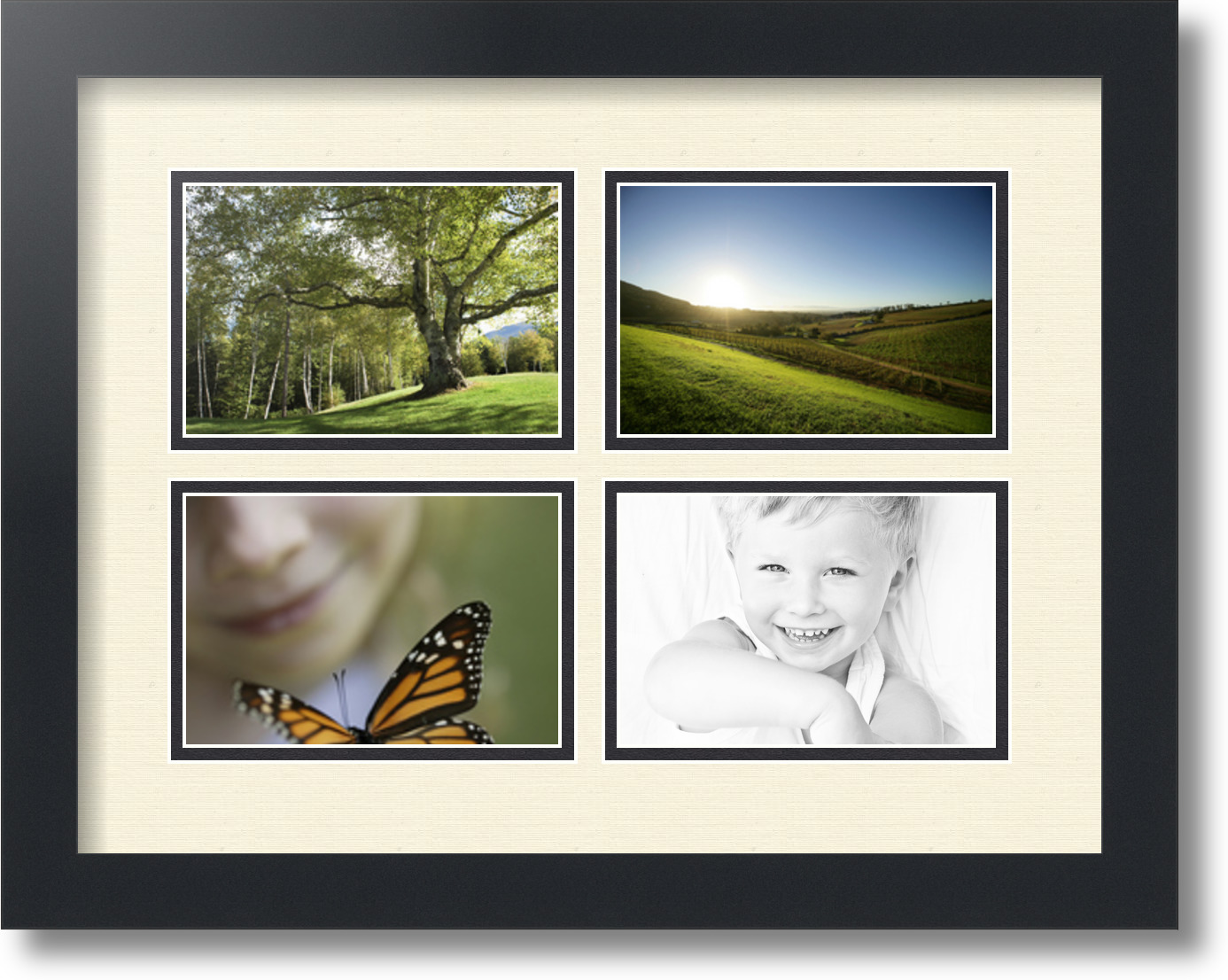 ArtToFrames Collage Mat Picture Photo Frame 4 4x6" Openings in Satin