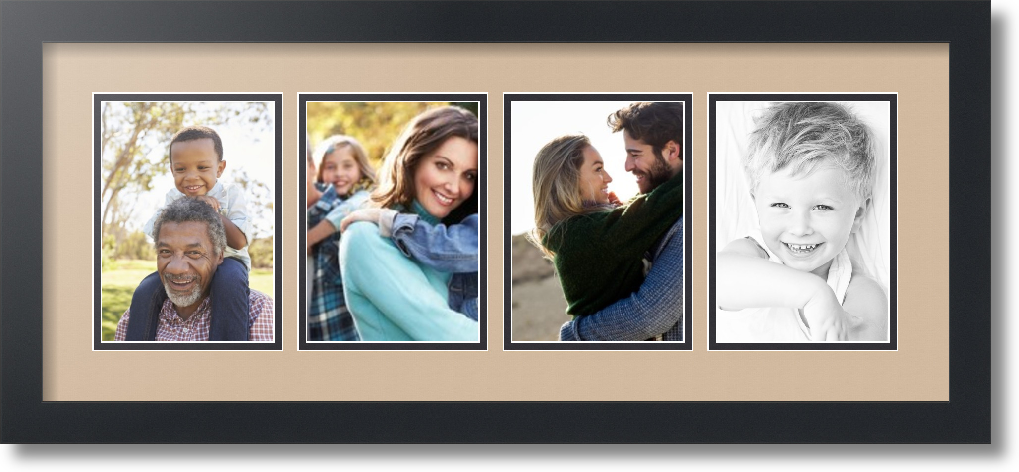 ArtToFrames Collage Mat Picture Photo Frame 4 5x7" Openings in Satin Black 15