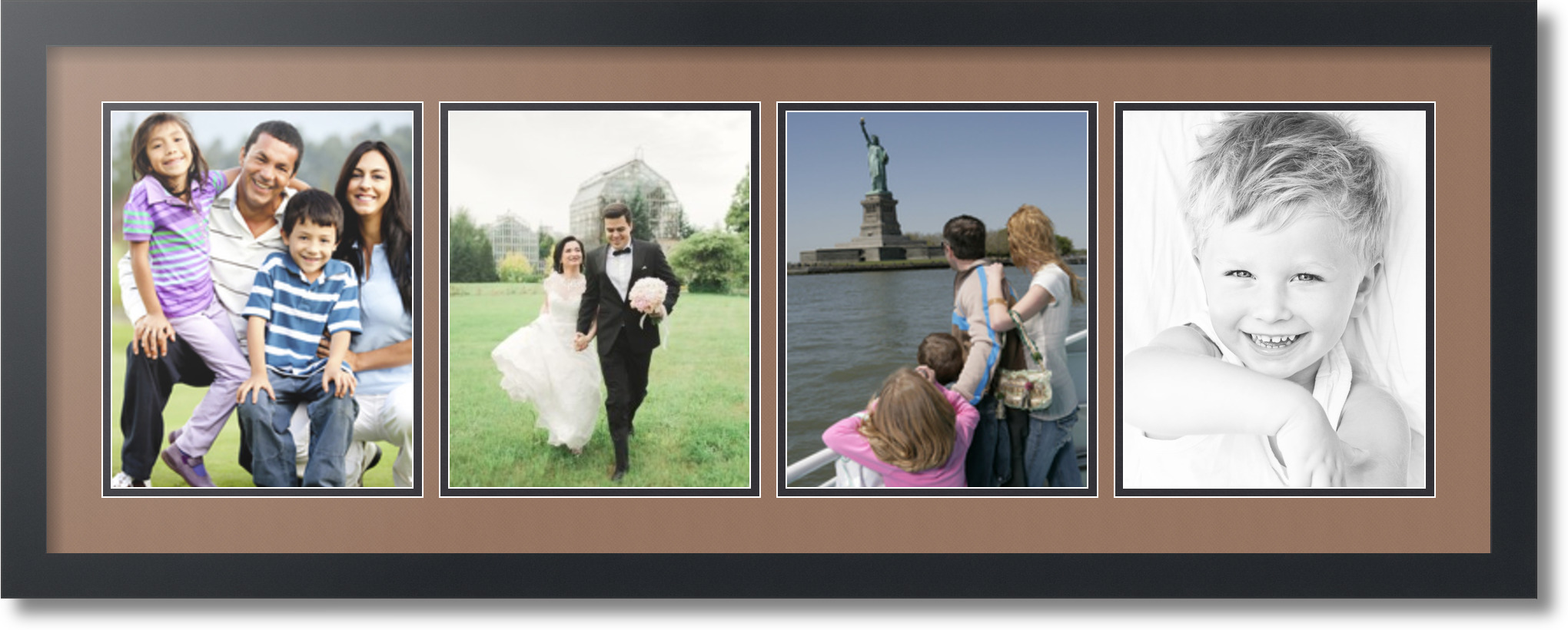 ArtToFrames Collage Mat Picture Photo Frame 4 8x10" Openings Satin