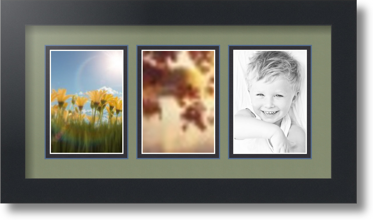 ArtToFrames Collage Mat Picture Photo Frame 3 3.5x5" Openings in Satin