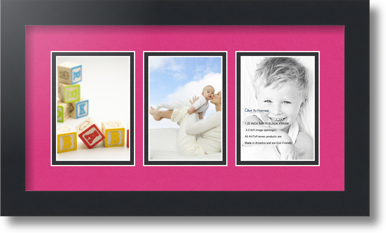 ArtToFrames Collage Mat Picture Photo Frame 3 3.5x5" Openings in Satin
