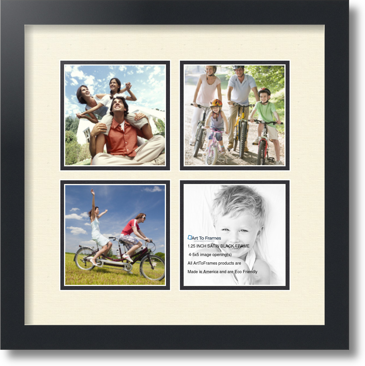 ArtToFrames Collage Mat Picture Photo Frame 4 5x5" Openings in Satin