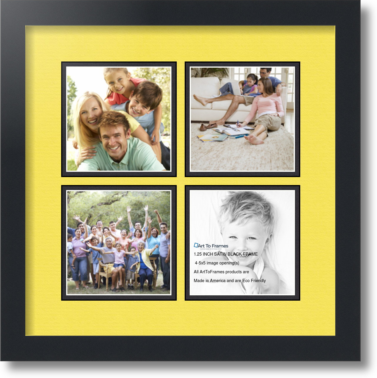 ArtToFrames Collage Mat Picture Photo Frame 4 5x5" Openings in Satin