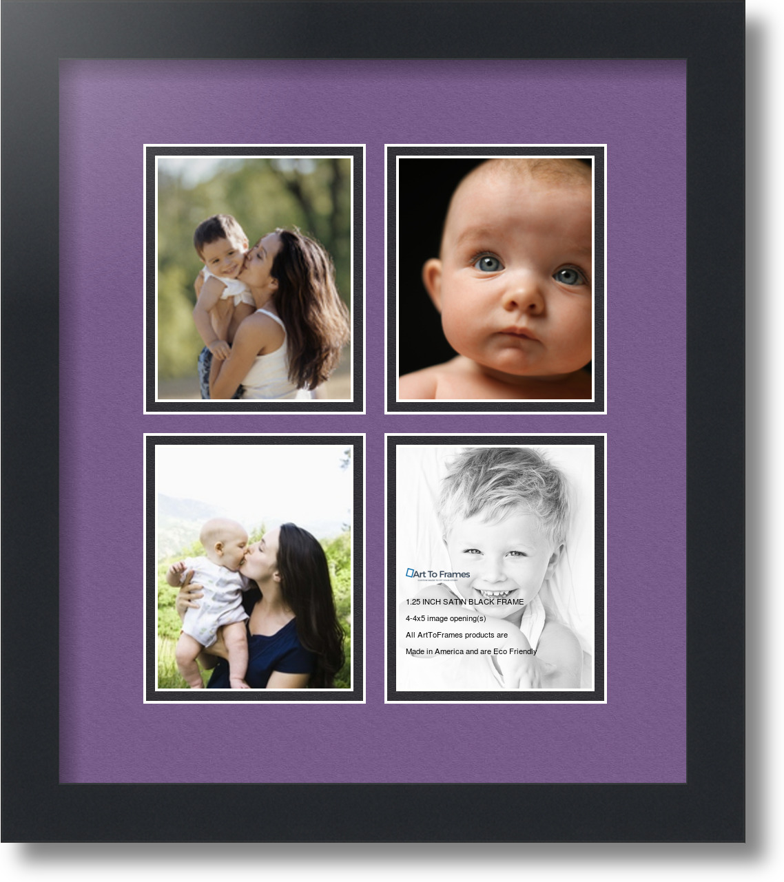 ArtToFrames Collage Mat Picture Photo Frame 4 4x5" Openings in Satin