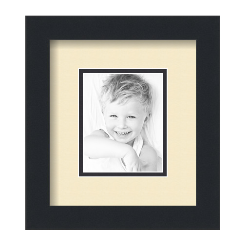 ArtToFrames Matted 7.5x9 Black Picture Frame with 2" Double Mat, 3.5x5 Opening