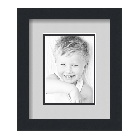 ArtToFrames Matted 9x11 Black Picture Frame with 2" Double Mat, 5x7 Opening