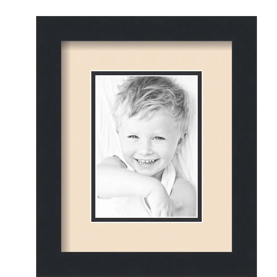 ArtToFrames Matted 9x11 Black Picture Frame with 2" Double Mat, 5x7 Opening