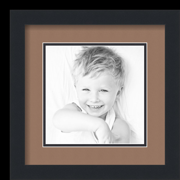 ArtToFrames Matted 12x12 Black Picture Frame with 2" Double Mat, 8x8 Opening