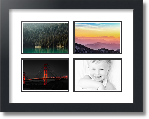 ArtToFrames Collage Mat Picture Photo Frame - 4 4x6" Openings in Satin Black 11