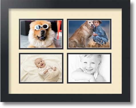 ArtToFrames Collage Mat Picture Photo Frame - 4 4x6" Openings in Satin Black 11