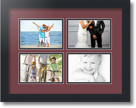 ArtToFrames Collage Mat Picture Photo Frame - 4 4x6" Openings in Satin Black 11