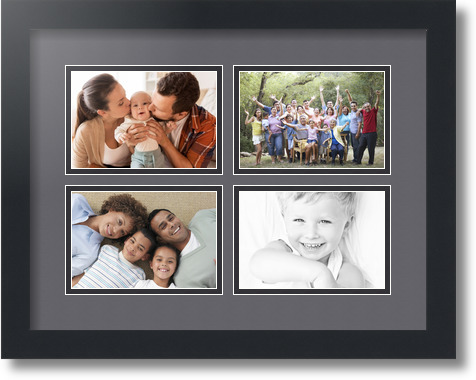 ArtToFrames Collage Mat Picture Photo Frame - 4 4x6" Openings in Satin Black 11