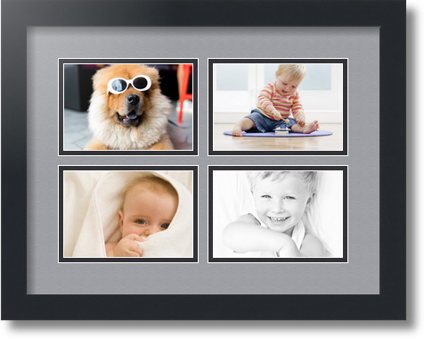 ArtToFrames Collage Mat Picture Photo Frame - 4 4x6" Openings in Satin Black 11