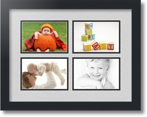 ArtToFrames Collage Mat Picture Photo Frame - 4 4x6" Openings in Satin Black 11