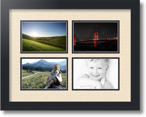 ArtToFrames Collage Mat Picture Photo Frame - 4 4x6" Openings in Satin Black 11