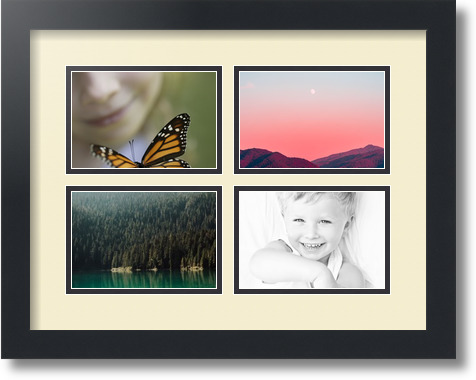 ArtToFrames Collage Mat Picture Photo Frame - 4 4x6" Openings in Satin Black 11