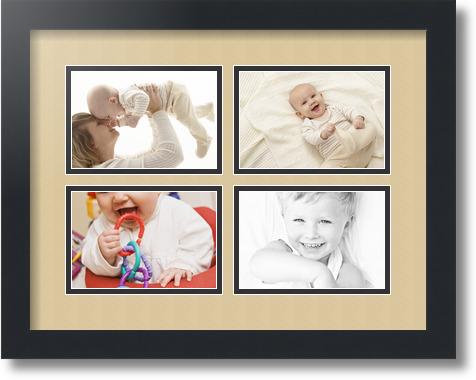 ArtToFrames Collage Mat Picture Photo Frame - 4 4x6" Openings in Satin Black 11