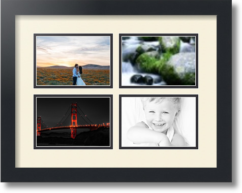 ArtToFrames Collage Mat Picture Photo Frame - 4 4x6" Openings in Satin Black 11