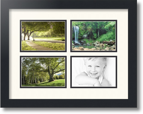 ArtToFrames Collage Mat Picture Photo Frame - 4 4x6" Openings in Satin Black 11