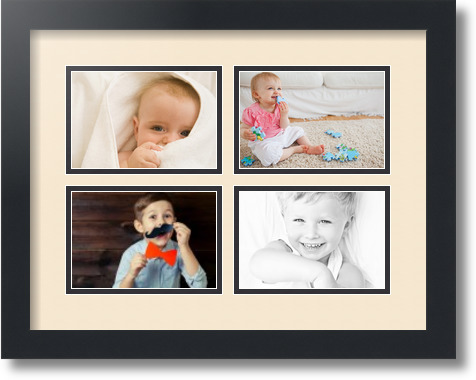 ArtToFrames Collage Mat Picture Photo Frame - 4 4x6" Openings in Satin Black 11