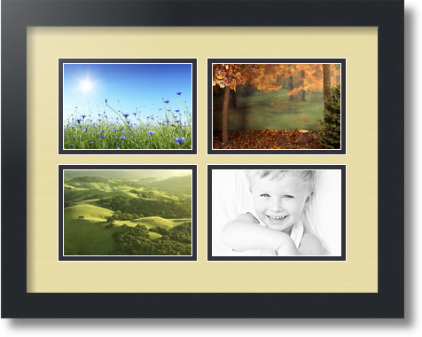 ArtToFrames Collage Mat Picture Photo Frame - 4 4x6" Openings in Satin Black 11