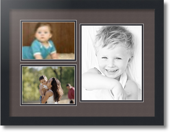 ArtToFrames Collage Mat Picture Photo Frame 3 Openings in Satin Black 1128