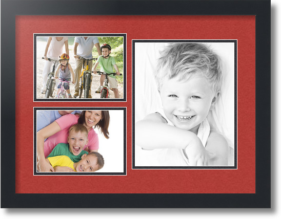 ArtToFrames Collage Mat Picture Photo Frame 3 Openings in Satin Black 1128