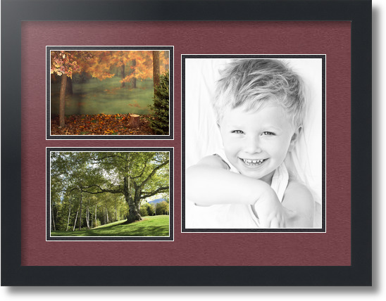 ArtToFrames Collage Mat Picture Photo Frame 3 Openings in Satin Black 1128