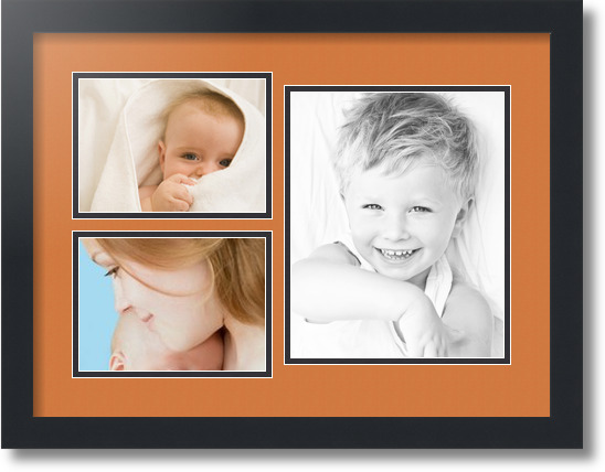 ArtToFrames Collage Mat Picture Photo Frame 3 Openings in Satin Black 1128