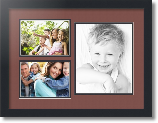 ArtToFrames Collage Mat Picture Photo Frame 3 Openings in Satin Black 1128