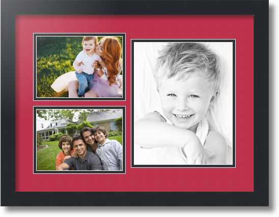 ArtToFrames Collage Mat Picture Photo Frame 3 Openings in Satin Black 1128