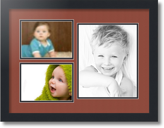 ArtToFrames Collage Mat Picture Photo Frame 3 Openings in Satin Black 1128