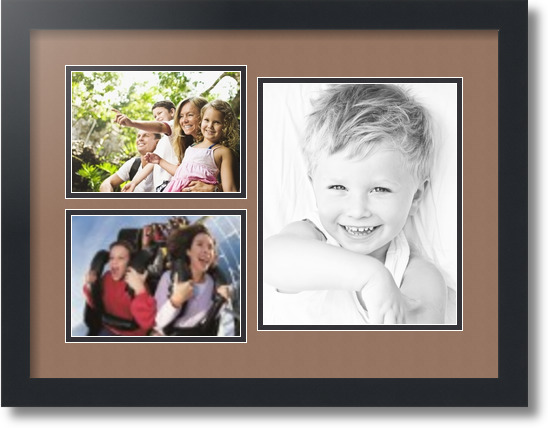 ArtToFrames Collage Mat Picture Photo Frame 3 Openings in Satin Black 1128