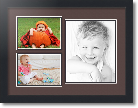 ArtToFrames Collage Mat Picture Photo Frame 3 Openings in Satin Black 1128