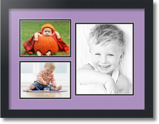 ArtToFrames Collage Mat Picture Photo Frame 3 Openings in Satin Black 1128