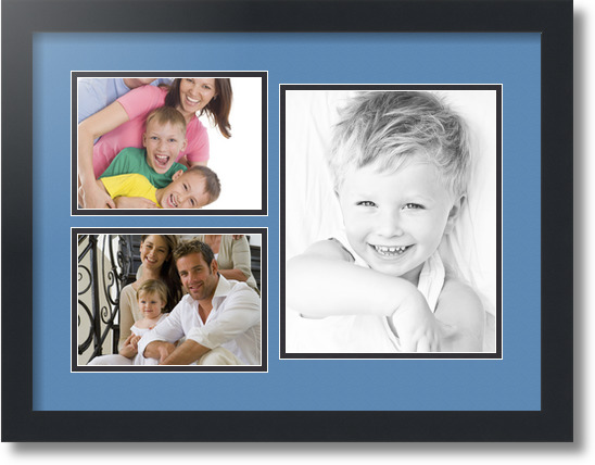 ArtToFrames Collage Mat Picture Photo Frame 3 Openings in Satin Black 1128