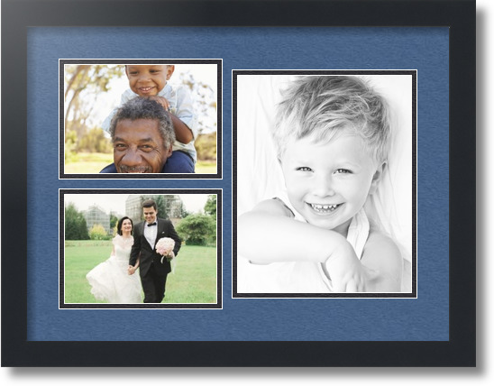 ArtToFrames Collage Mat Picture Photo Frame 3 Openings in Satin Black 1128