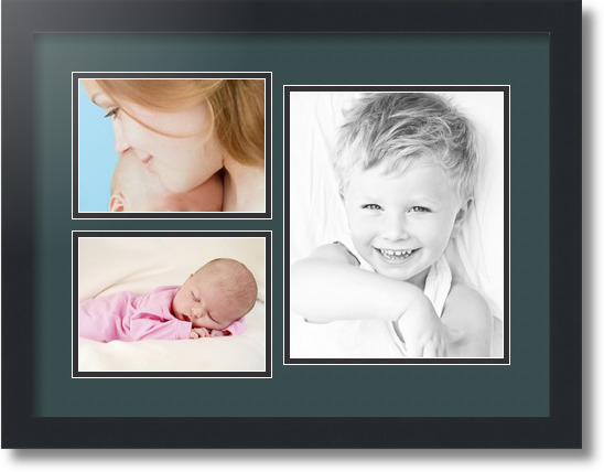 ArtToFrames Collage Mat Picture Photo Frame 3 Openings in Satin Black 1128