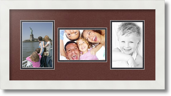 ArtToFrames Collage Mat Picture Photo Frame 3 4x6" Openings in Satin White 113