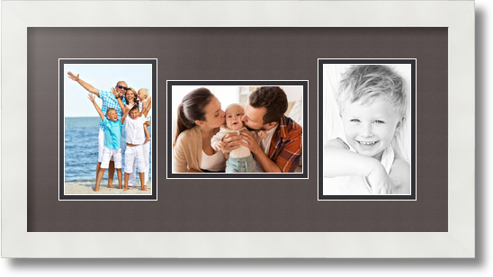 ArtToFrames Collage Mat Picture Photo Frame 3 4x6" Openings in Satin White 113