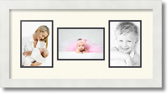 ArtToFrames Collage Mat Picture Photo Frame 3 4x6" Openings in Satin White 113