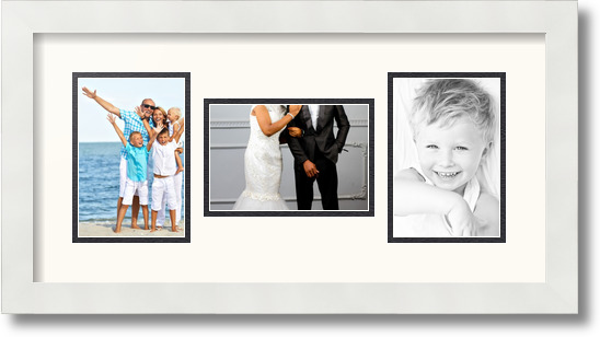 ArtToFrames Collage Mat Picture Photo Frame 3 4x6" Openings in Satin White 113