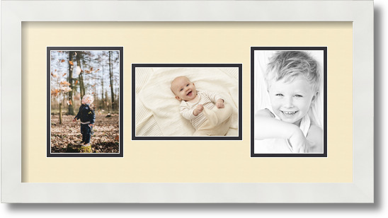 ArtToFrames Collage Mat Picture Photo Frame 3 4x6" Openings in Satin White 113