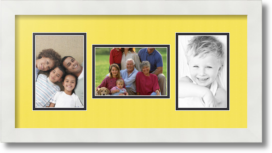 ArtToFrames Collage Mat Picture Photo Frame 3 4x6" Openings in Satin White 113