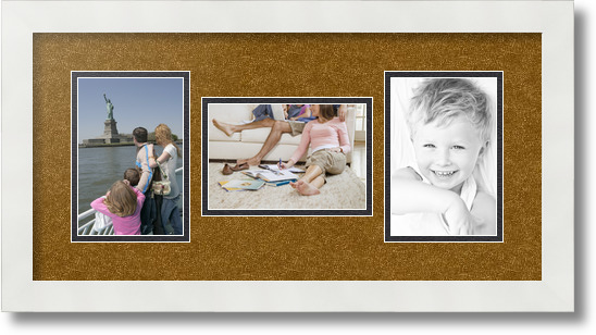 ArtToFrames Collage Mat Picture Photo Frame 3 4x6" Openings in Satin White 113