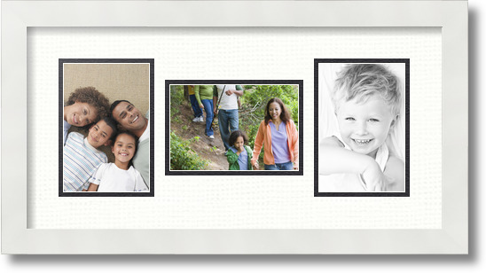 ArtToFrames Collage Mat Picture Photo Frame 3 4x6" Openings in Satin White 113