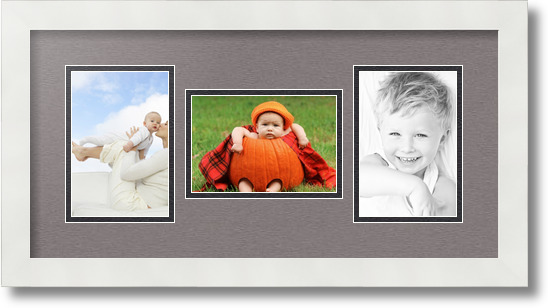 ArtToFrames Collage Mat Picture Photo Frame 3 4x6" Openings in Satin White 113