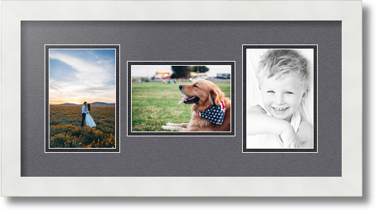 ArtToFrames Collage Mat Picture Photo Frame 3 4x6" Openings in Satin White 113