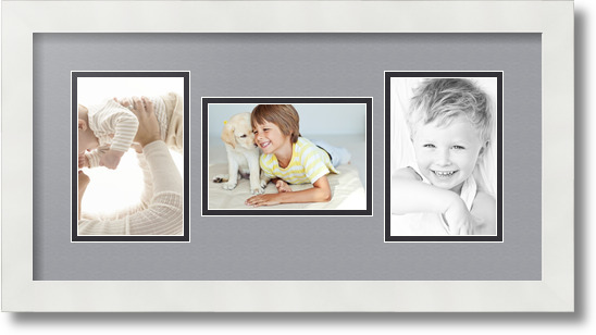 ArtToFrames Collage Mat Picture Photo Frame 3 4x6" Openings in Satin White 113