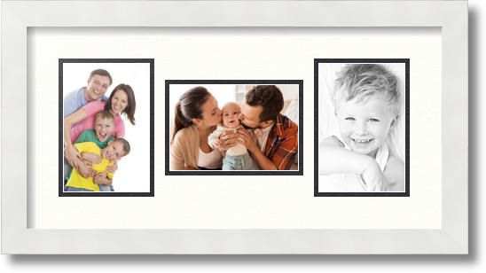 ArtToFrames Collage Mat Picture Photo Frame 3 4x6" Openings in Satin White 113